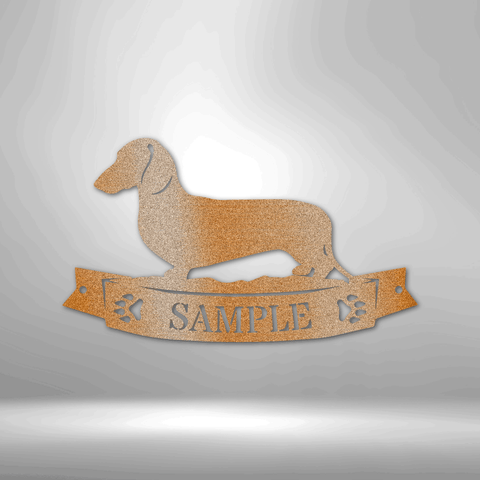 Image of Custom Dachshund Banner Monogram - Steel Sign- Gifts For Him/Her/Mom/Dad For Garden, Home, Backyard