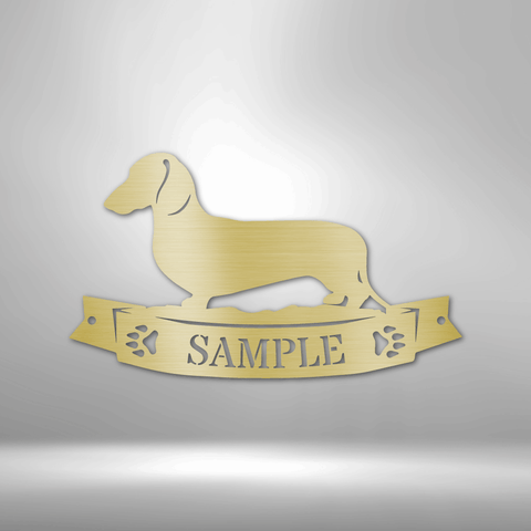Image of Custom Dachshund Banner Monogram - Steel Sign- Gifts For Him/Her/Mom/Dad For Garden, Home, Backyard