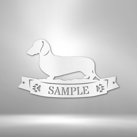Image of Custom Dachshund Banner Monogram - Steel Sign- Gifts For Him/Her/Mom/Dad For Garden, Home, Backyard