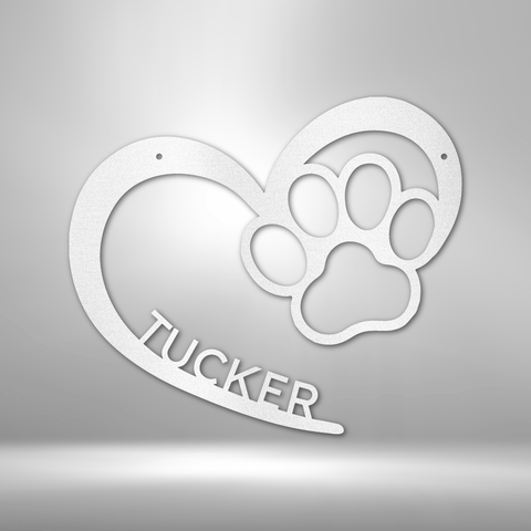 Image of Custom Puppy Love Monogram - Steel Sign- Gifts For Him/Her/Mom/Dad For Garden, Home, Backyard