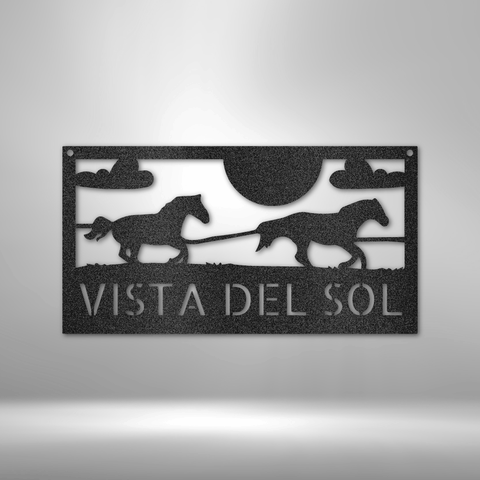Image of Custom Racing Horses Monogram - Steel Sign- Gifts For Him/Her/Mom/Dad For Garden, Home, Backyard