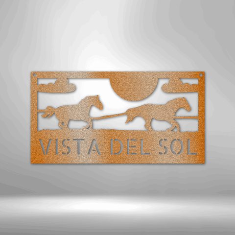 Image of Custom Racing Horses Monogram - Steel Sign- Gifts For Him/Her/Mom/Dad For Garden, Home, Backyard