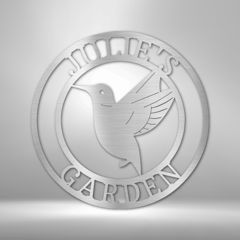 Image of Custom Humming Bird Monogram - Steel Sign- Gifts Him/Her/Mom/Dad For Garden, Home, Backyard