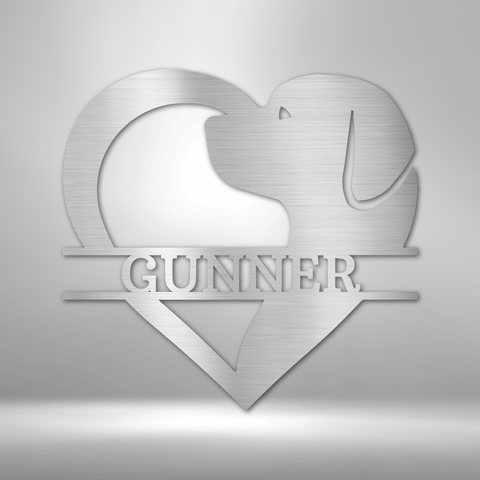 Image of Custom Typography Dog Love Monogram - Steel Sign- Gift For Her/Him/Mom/Dad