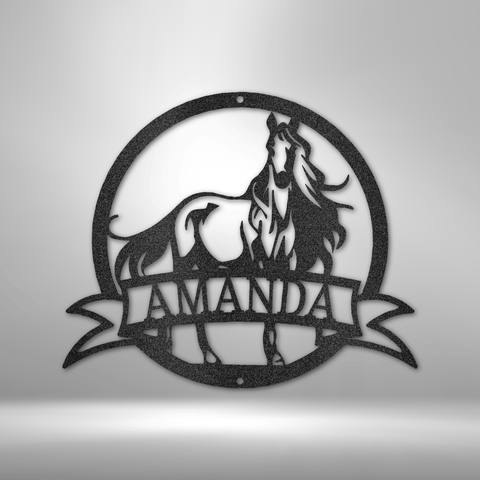 Image of Custom Majestic Horse Monogram - Steel Sign- Gifts Him/Her/Mom/Dad For Garden, Home, Backyard