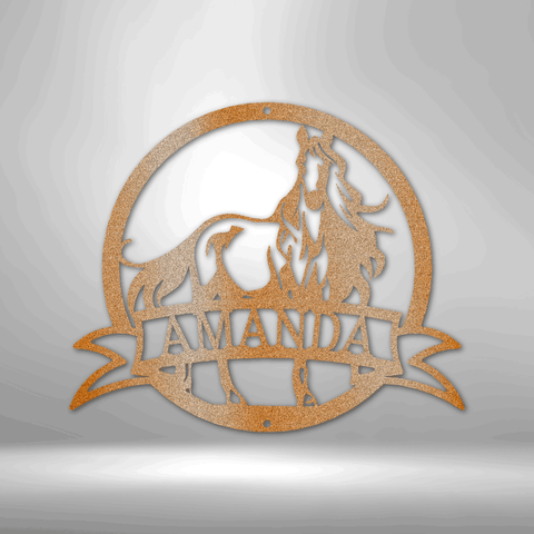 Image of Custom Majestic Horse Monogram - Steel Sign- Gifts Him/Her/Mom/Dad For Garden, Home, Backyard
