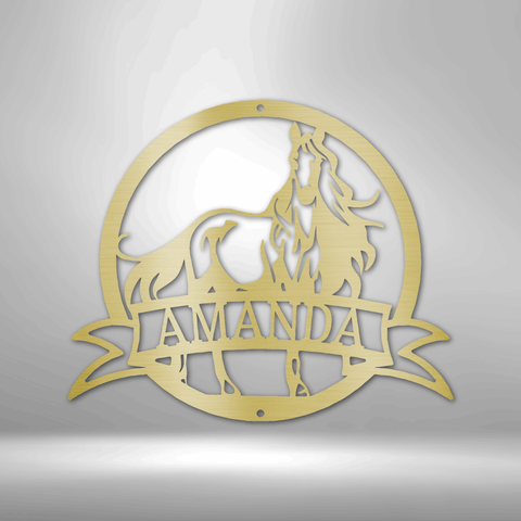 Image of Custom Majestic Horse Monogram - Steel Sign- Gifts Him/Her/Mom/Dad For Garden, Home, Backyard