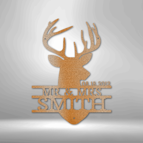 Image of Custom Deer Head Monogram - Steel Sign- Gifts For Him/Her/Mom/Dad For Garden, Home, Backyard