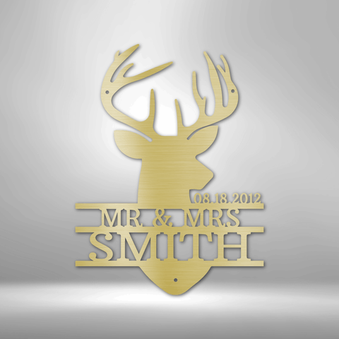 Image of Custom Deer Head Monogram - Steel Sign- Gifts For Him/Her/Mom/Dad For Garden, Home, Backyard