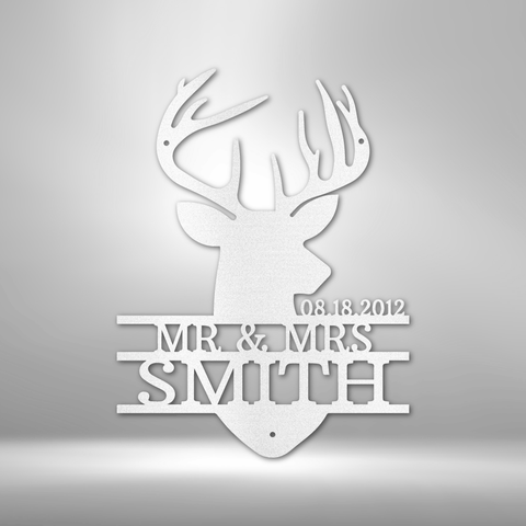Image of Custom Deer Head Monogram - Steel Sign- Gifts For Him/Her/Mom/Dad For Garden, Home, Backyard