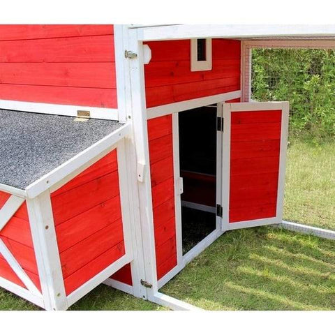 Image of Merry Products & Garden Red Barn Chicken Coop with Roof Top Planter
