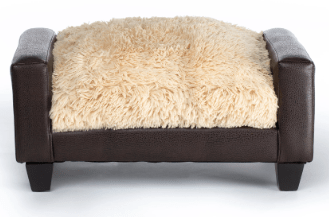 Image of Club Nine Pets Metro Brown Faux Leather with Shaggy Camel Cushion