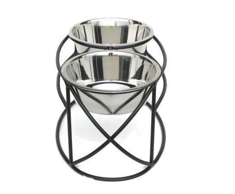 Image of Oval Cross Double Raised Pet Feeder