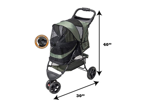 Image of Pet Gear 3 Wheel Pet Stroller- Chocolate- No-Zip Special Edition