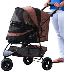 Pet Gear 3 Wheel Pet Stroller- Chocolate- No-Zip Special Edition