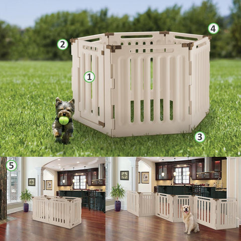 Image of Richell Plastic Dog Pen & Convertible Pet Gate And Playpen For Outdoor/Indoor Use