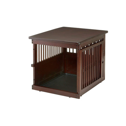 Image of Medium Wooden End Table Dog Crate, Dark Brown,  Richell Dog Crate Kennel 94916