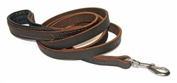 Image of Leather Leash Available in 2ft-6ft Length Black with Brown Pad