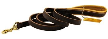 Image of Leather Leash Available in 2ft-6ft Length Black with Brown Pad