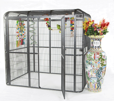 110" x 62" Walk In Aviary with Door on 110'' side Black