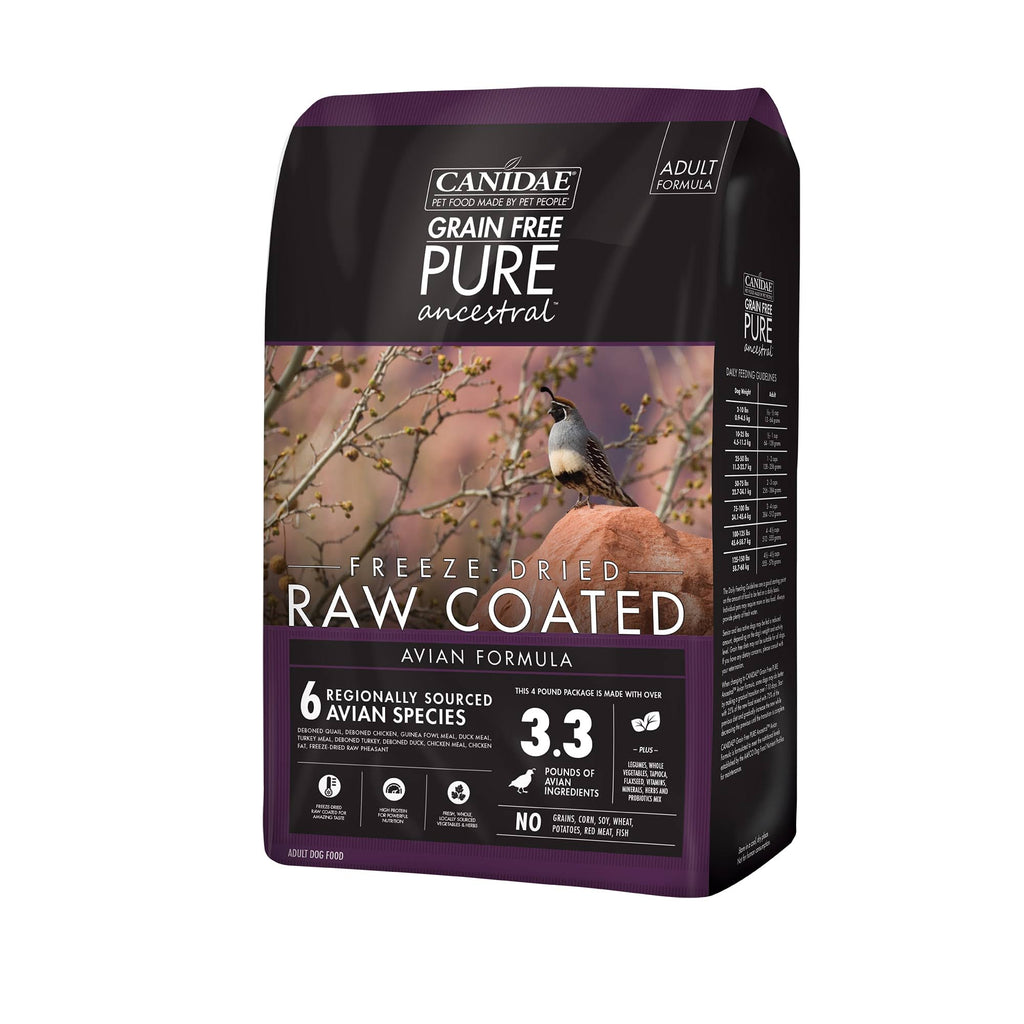 Canidae® Grain Free Pure Ancestral™ Freeze Dried Raw Coated Avian Formula with Quail, Chicken & Turkey Dog Food