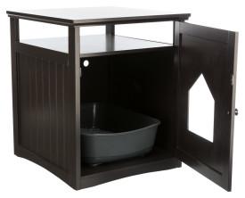 Image of Trixie Pet Standard Wood Litter Box Enclosure with Top Shelf, Brown