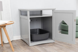 Trixie Pet Standard Wood Litter Box Enclosure with Top Shelf, Gray