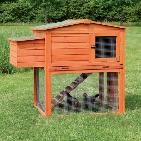 Image of Trixie Natura Chicken Coop Peaked Roof 2-Story with Run