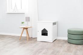 Trixie Pet Standard Wood Litter Box Enclosure with Top Shelf, White