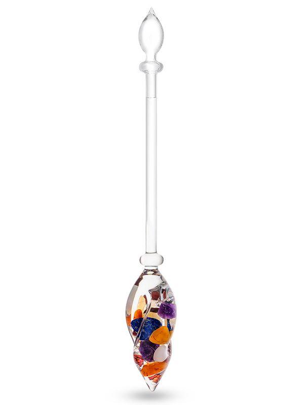 Stainless Steel Glass GemWater Dispenser Fountain Decanter With Ayurveda Gem Vial,Faucet, Stainless Steel Lid & Glass Stand