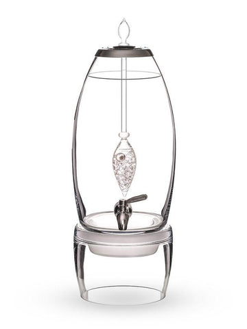 Image of Stainless Steel Glass Diamonds GemWater Dispenser Fountain Decanter With Ayurvedic Healing Gem Vial,Faucet, Stainless Steel Lid & Glass Stand