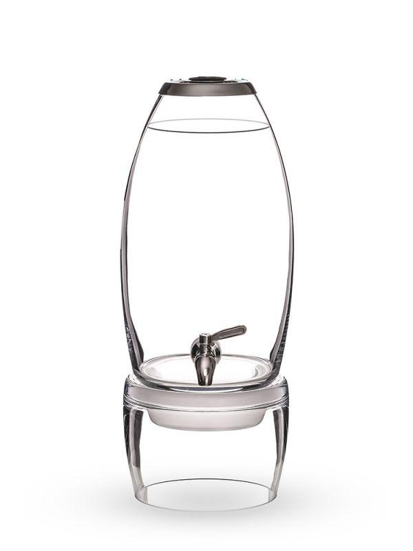 Stainless Steel Glass Diamonds GemWater Dispenser Fountain Decanter With Ayurvedic Healing Gem Vial,Faucet, Stainless Steel Lid & Glass Stand