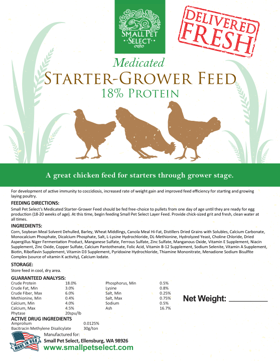 Small Pet Select Medicated Starter-Grower Chicken Feed