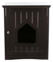 Trixie Pet Standard Wood Litter Box Enclosure with Top Shelf, Brown