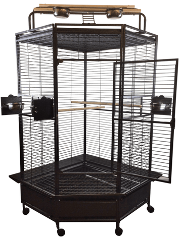 Image of A& E Cage Co.  Large Corner Parrot Cage  33''x33''x72''