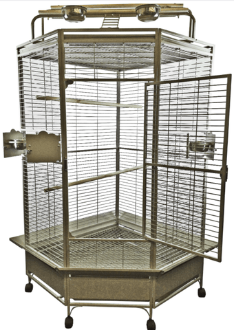 Image of A& E Cage Co.  Large Corner Parrot Cage  33''x33''x72''