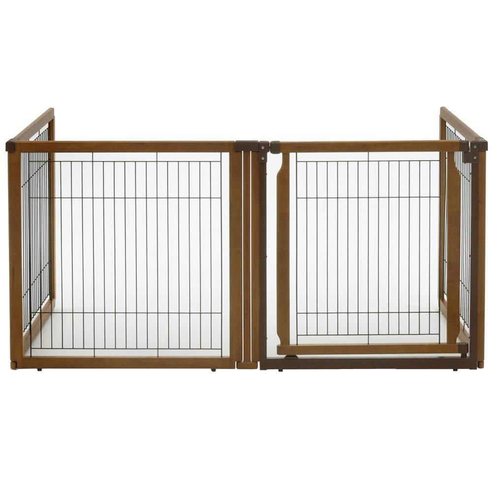 Richell USA 3-In-1 Convertible Elite Pet Gate- 4 or 6 Panel- Wooden Finish