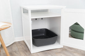 Trixie Pet Standard Wood Litter Box Enclosure with Top Shelf, White