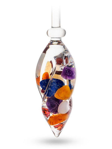 Image of Stainless Steel Glass GemWater Dispenser Fountain Decanter With Ayurveda Gem Vial,Faucet, Stainless Steel Lid & Glass Stand